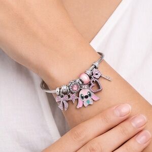 Disney Angel Charm Bracelet – Pink Lilo & Stitch Bangle